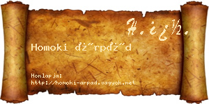 Homoki Árpád névjegykártya